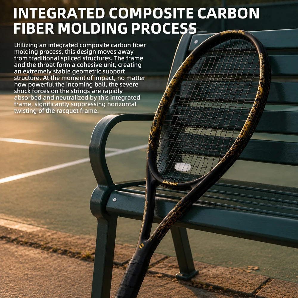 New Arrive Golden Dragon Tennis Racket with Free Bag Carbon Fiber White&Black 50-55lbs Tennis Racquets for Players